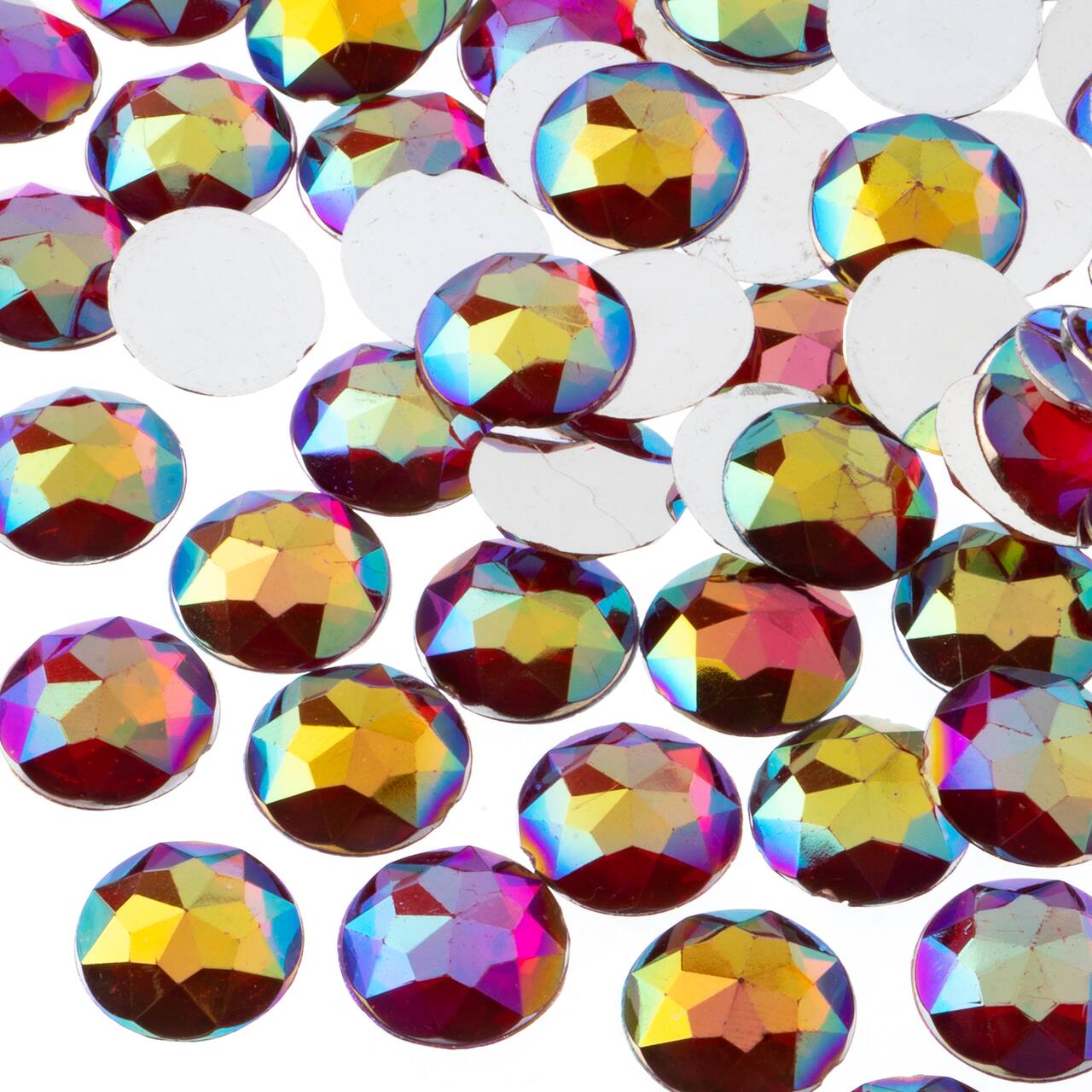 John Bead 16mm AB Acrylic Round Flat Back Rhinestones, 200ct.